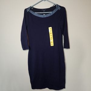 Tommy Hilfiger 3/4 Sleeve Fitted Knee Length Dress, Navy Blue, Women Small